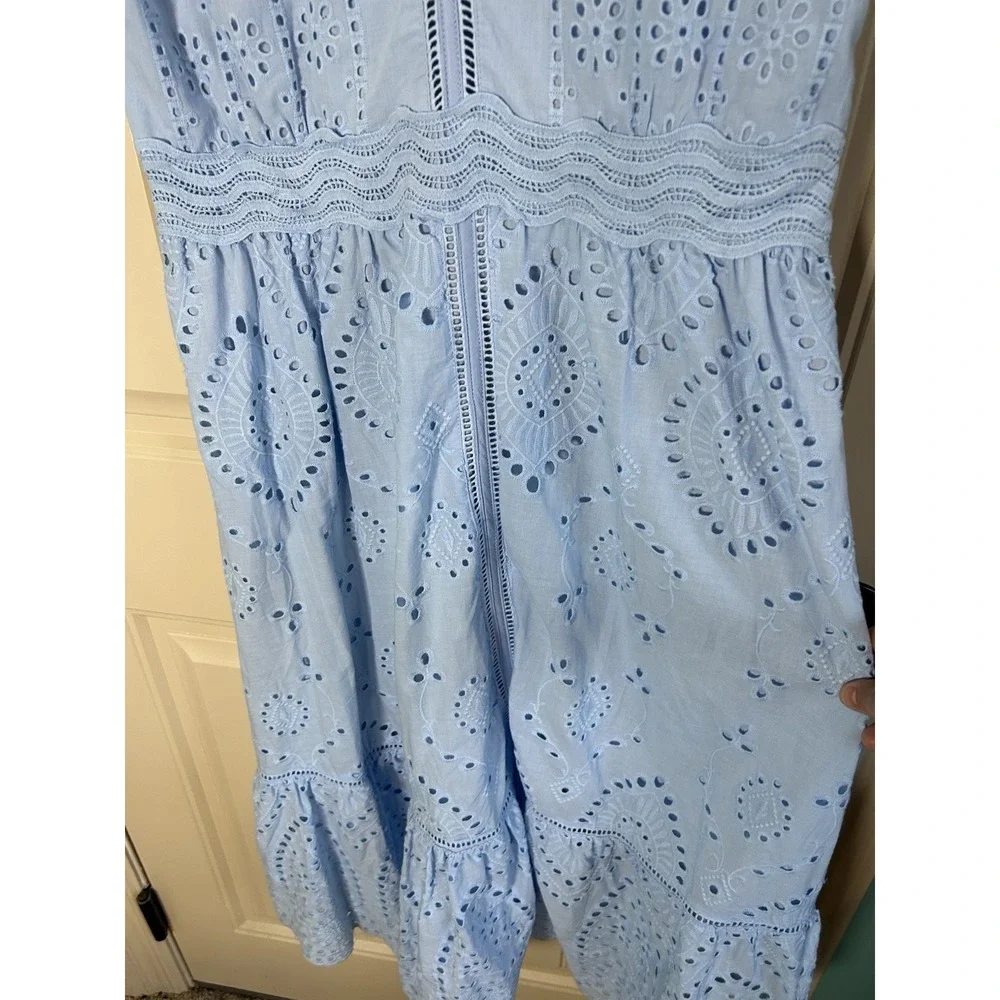 CHICWISH SunnyDay Cutwork EMBROIDERY Dress Sz M Blue Wedding Cocktail Summer NWT - Picture 3 of 11